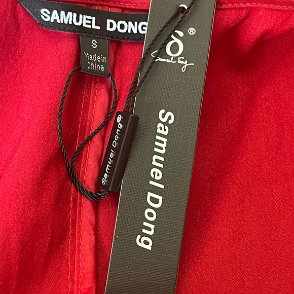 New Samuel Dong stretch square red/black dress size (S)(L)(XL) - Picture 12 of 16